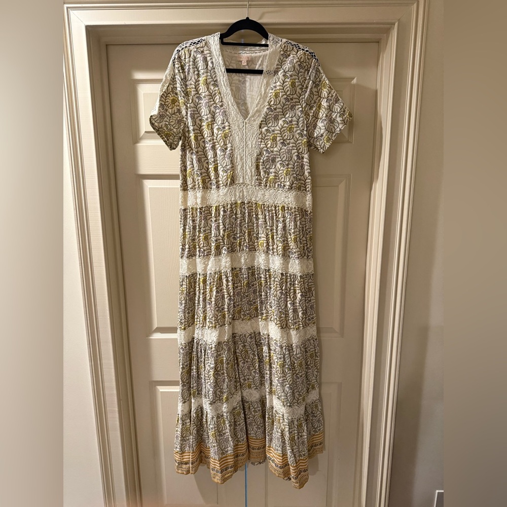 Pink Chicken Maxi Dress in Cream and Yellow